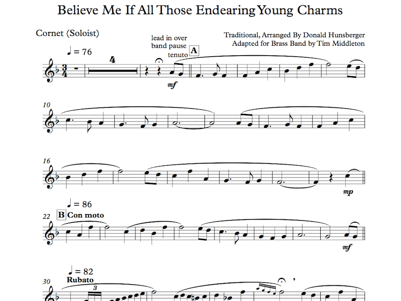 Believe Me If All Those Endearing Young Charms - Brass Quintet